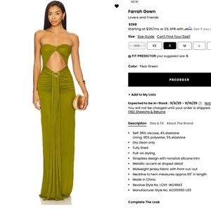 Lovers and Friends Farrah Gown NWT Pear Green Small